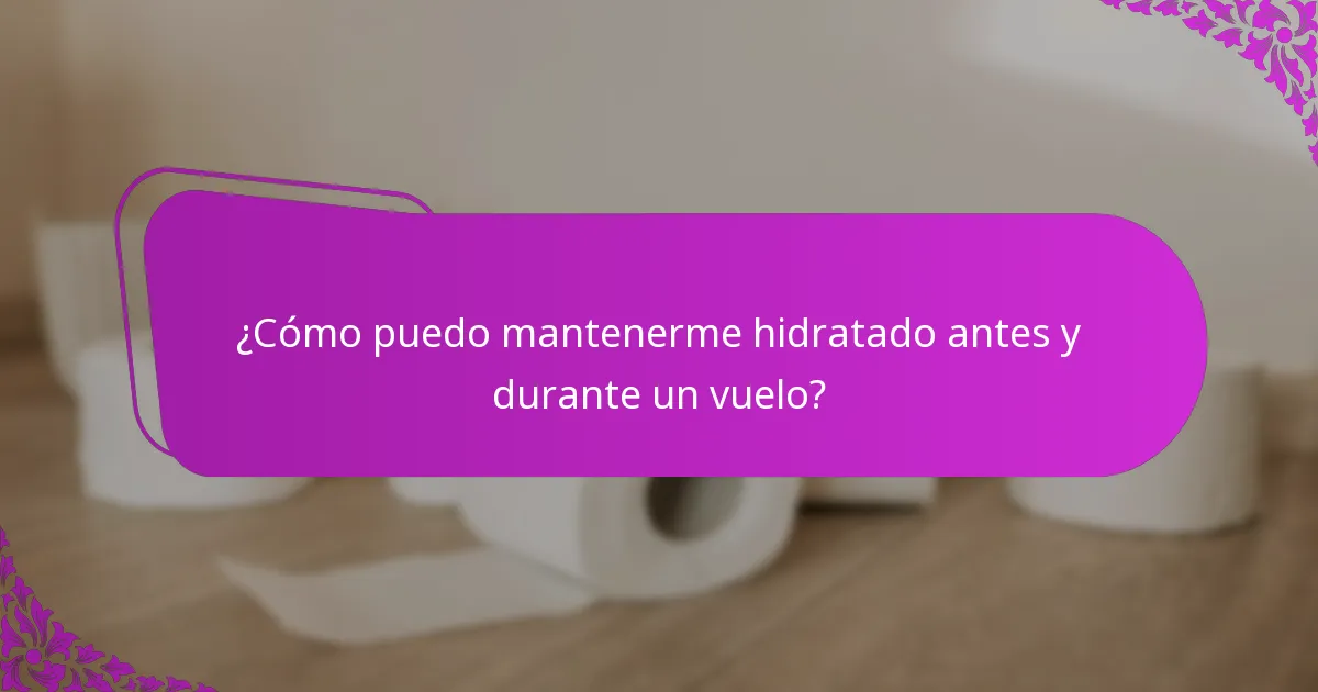 ¿Cómo puedo mantenerme hidratado antes y durante un vuelo?
