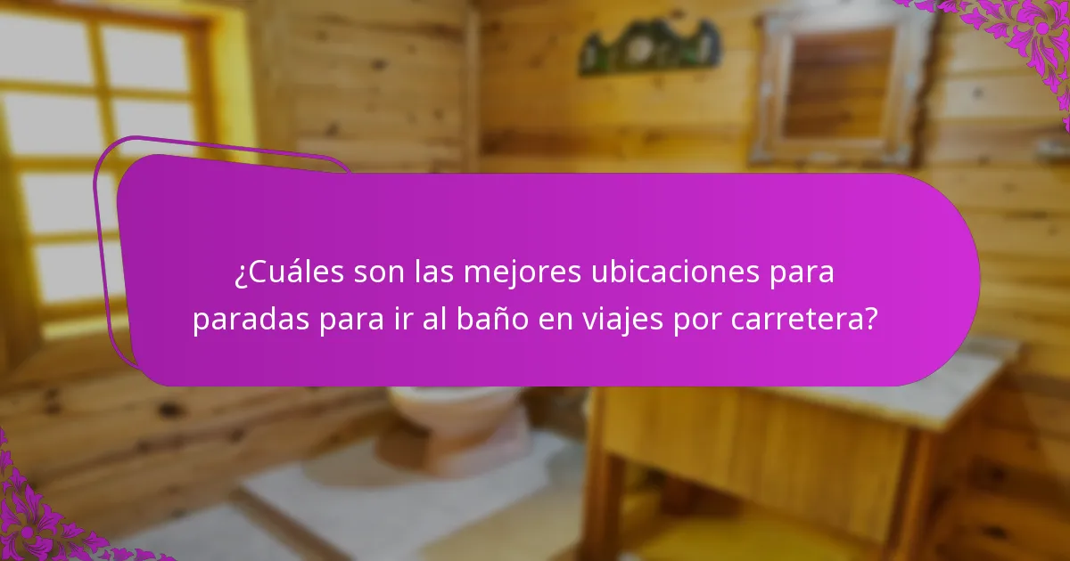 ¿Cuáles son las mejores ubicaciones para paradas para ir al baño en viajes por carretera?