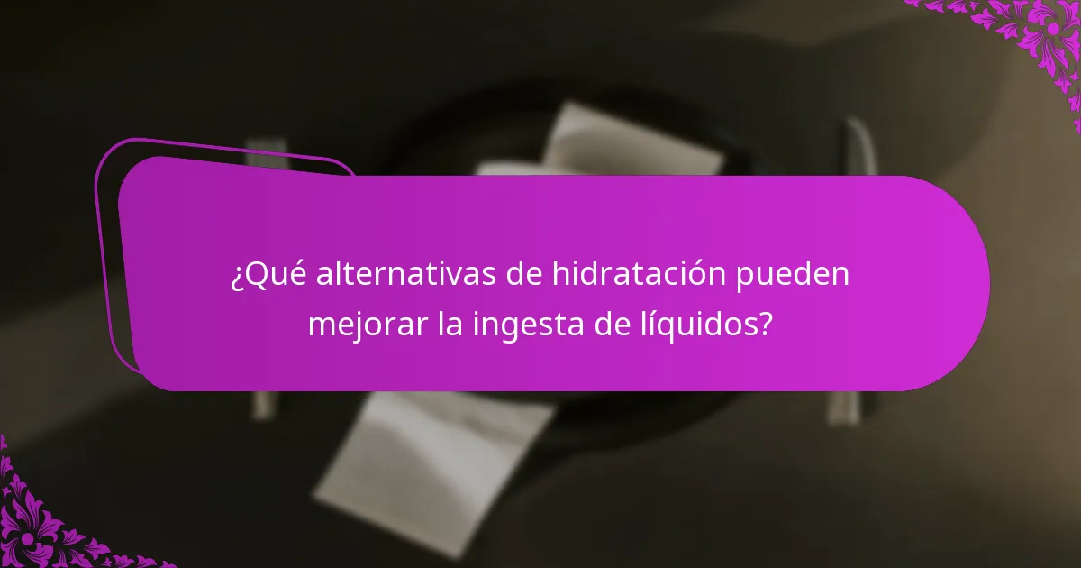 ¿Qué alternativas de hidratación pueden mejorar la ingesta de líquidos?