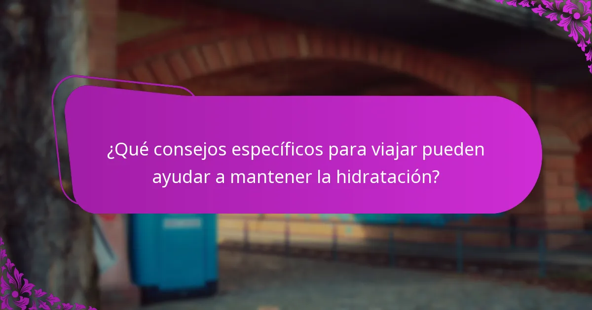 ¿Qué consejos específicos para viajar pueden ayudar a mantener la hidratación?