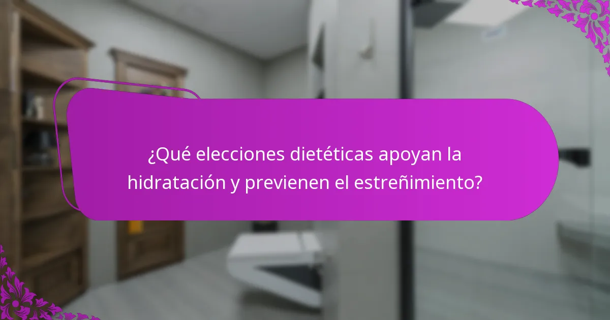 ¿Qué elecciones dietéticas apoyan la hidratación y previenen el estreñimiento?