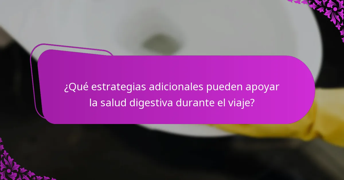 ¿Qué estrategias adicionales pueden apoyar la salud digestiva durante el viaje?