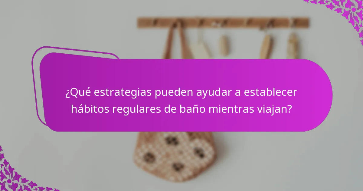 ¿Qué estrategias pueden ayudar a establecer hábitos regulares de baño mientras viajan?